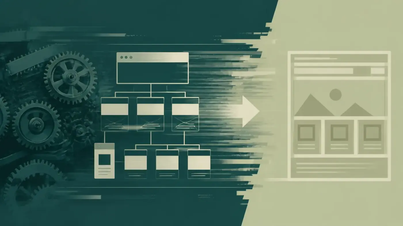 Abstract illustration representing enterprise website migration and SEO risk