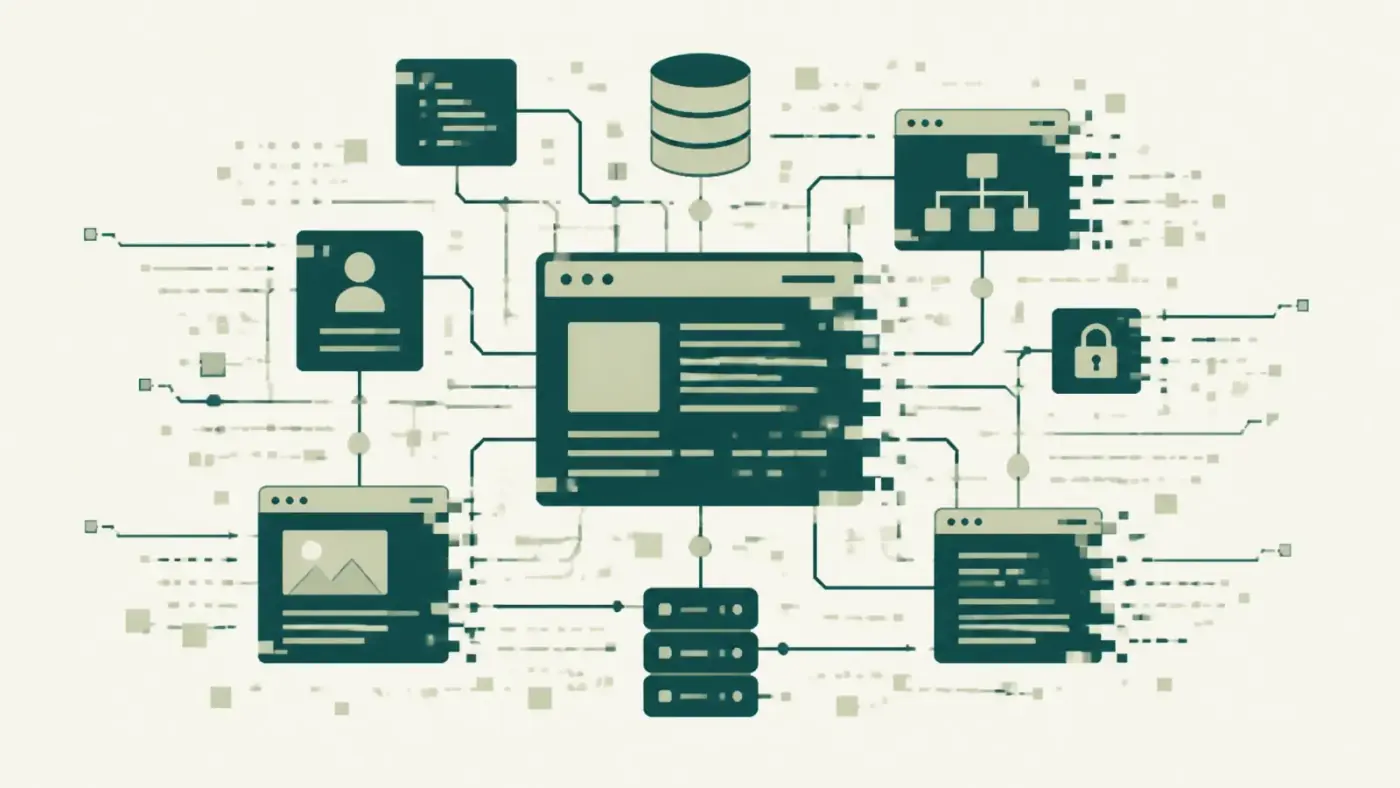 Abstract illustration representing a multi-property GA4 analytics configuration