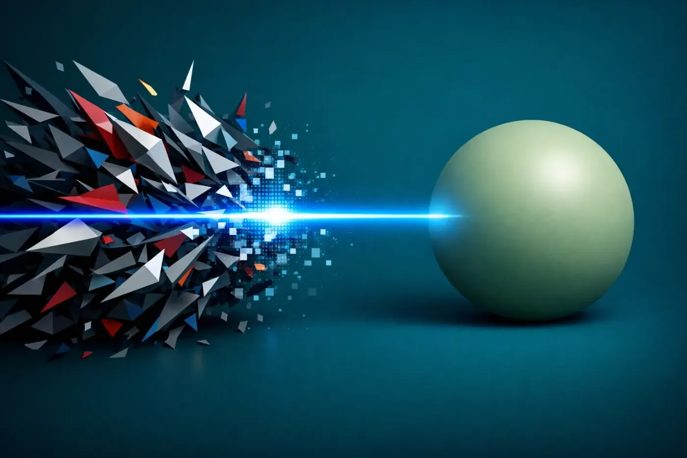 Precision laser refining digital code into a clean sphere for advanced technical SEO optimization.