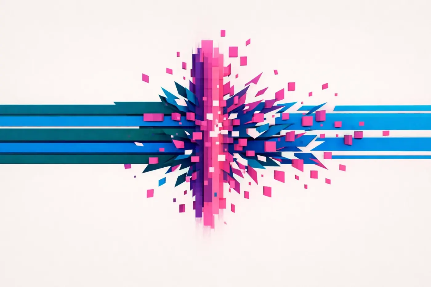 Digital data stream disrupted by a glitch, illustrating marketing signal loss and tracking gaps.