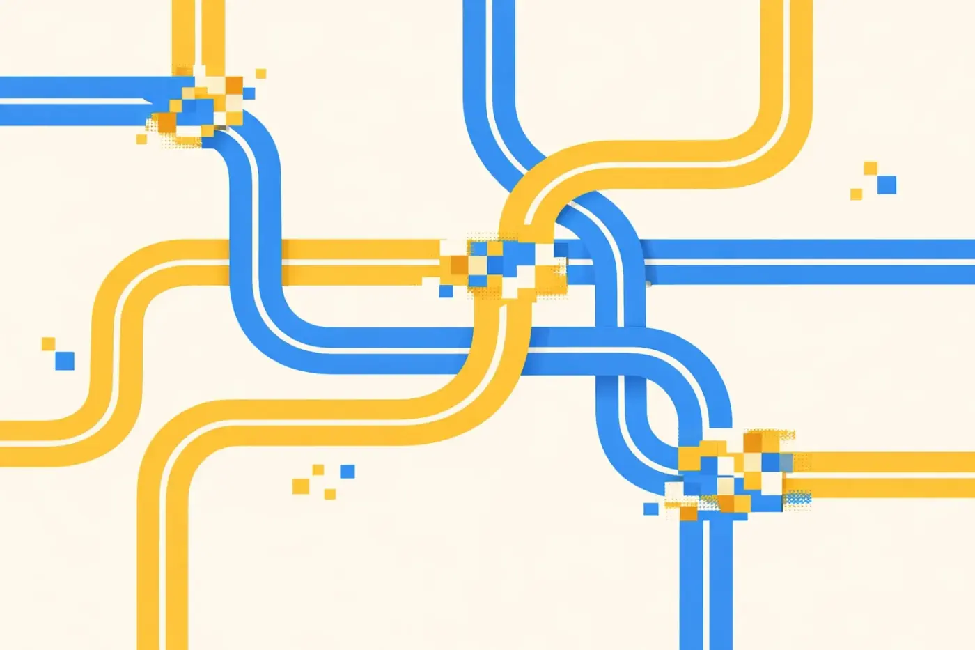 A complex winding pathway illustration representing a non-linear citizen journey across digital touchpoints.