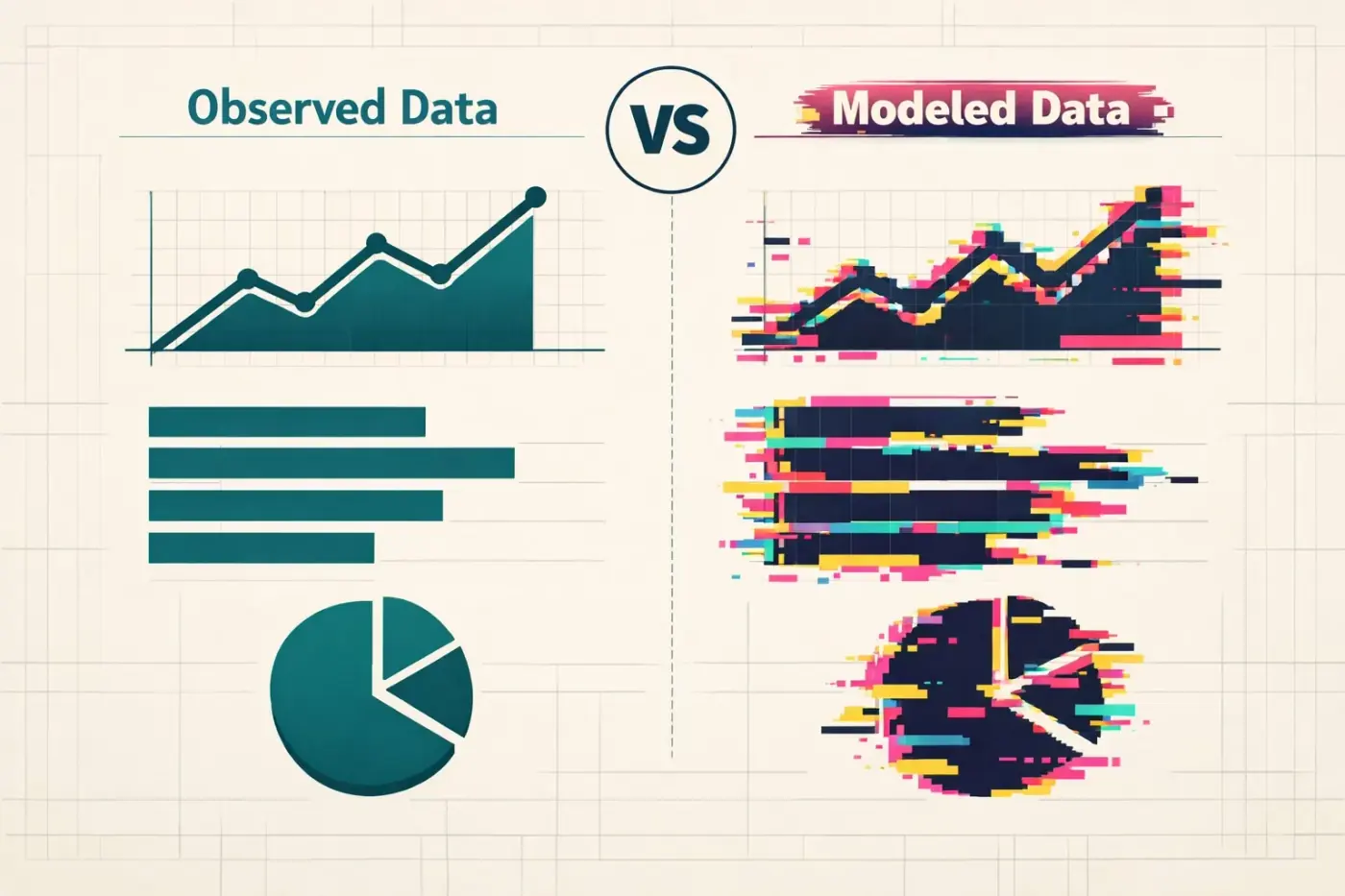 Marketing dashboard showing the difference between observed traffic and modeled ghost data results.