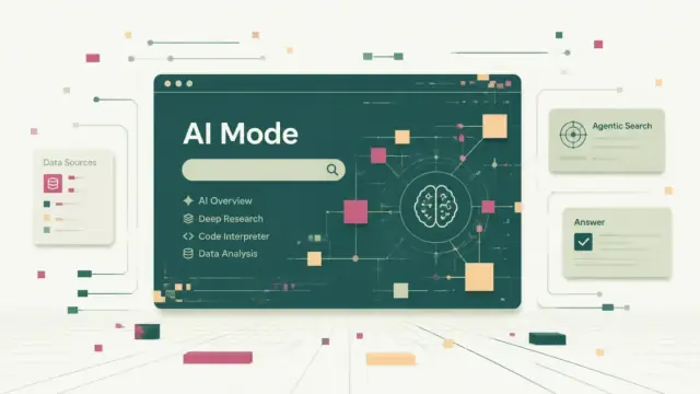 Abstract illustration representing AI Mode search as a new marketing KPI
