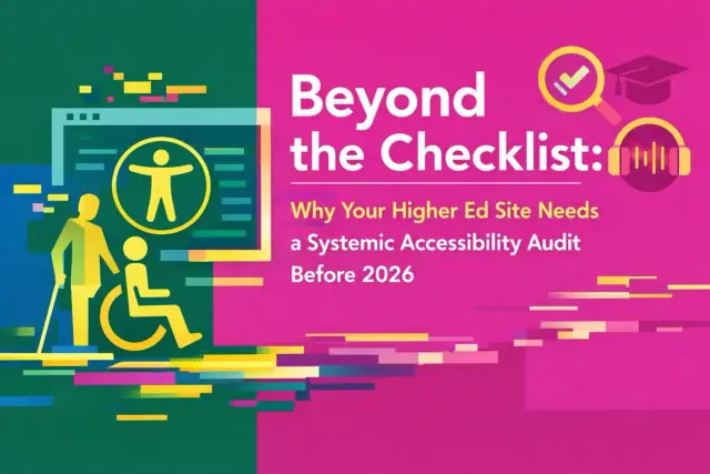 Abstract illustration representing a systemic accessibility audit for higher education websites