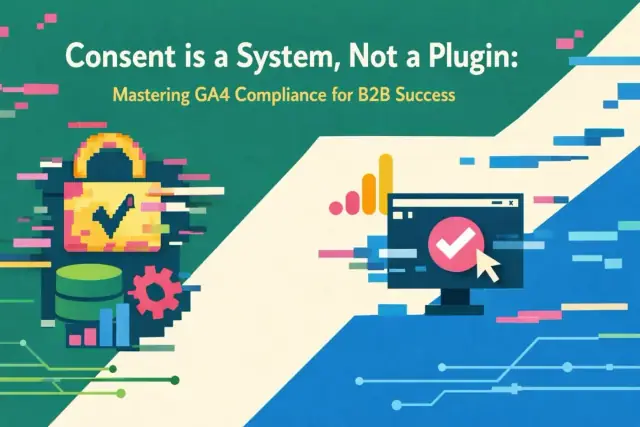 Abstract illustration representing consent management as a system rather than a plugin for GA4 B2B compliance