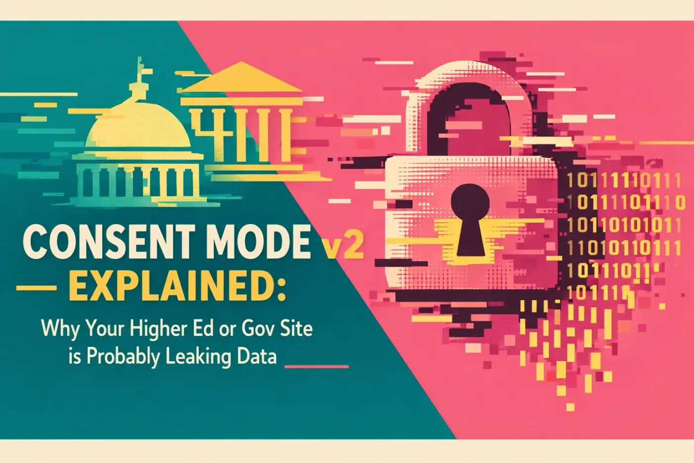 Abstract illustration representing data consent and privacy compliance for higher ed and government websites