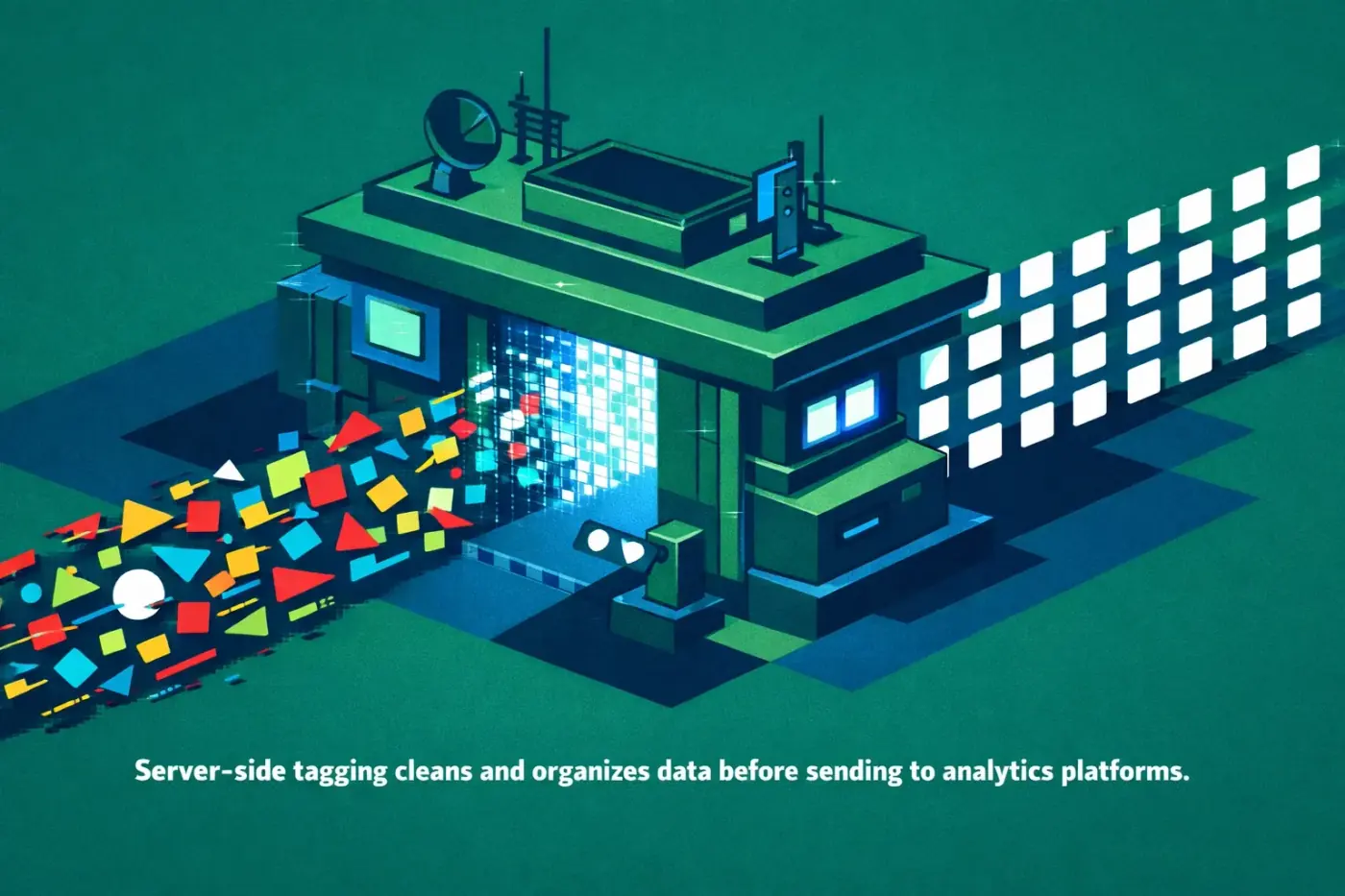 Digital checkpoint processing raw data into organized segments for server-side tagging and data accuracy.