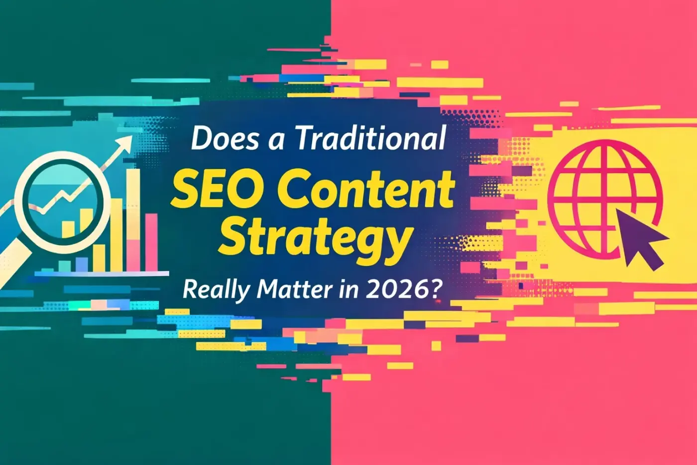 Abstract illustration representing whether traditional SEO content strategy still matters in 2026