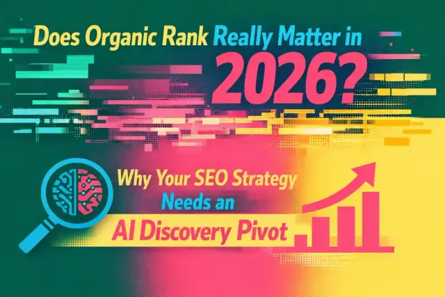 Abstract illustration representing whether organic rank still matters and the pivot toward AI discovery
