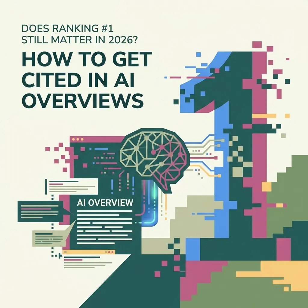Abstract illustration representing whether ranking #1 still matters when AI Overviews dominate search
