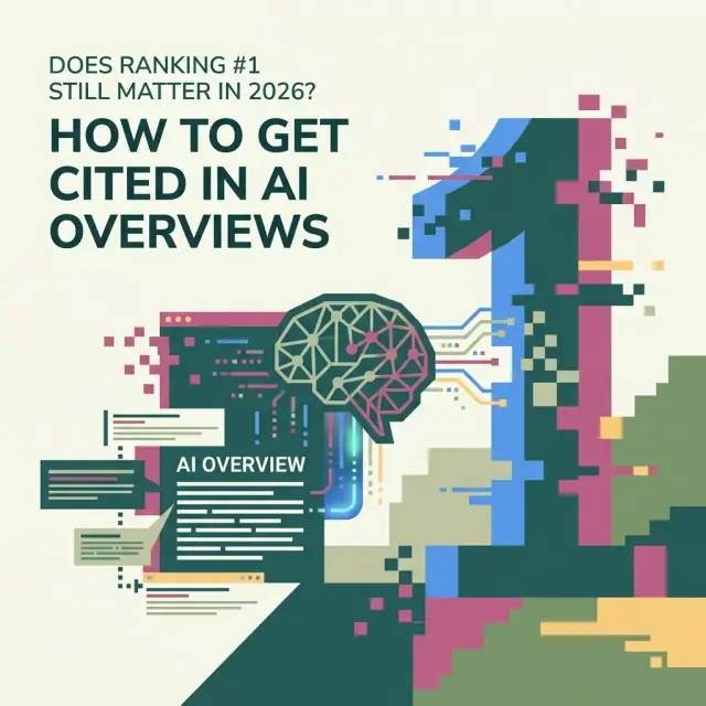 Abstract illustration representing whether ranking #1 still matters when AI Overviews dominate search