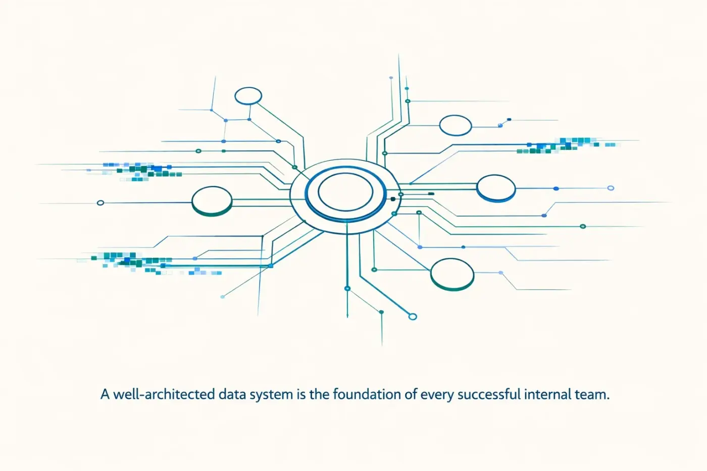 A digital schematic of interconnected nodes illustrating a robust technical marketing and GTM governance system.