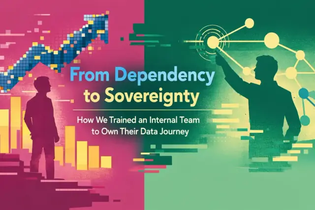 Abstract illustration representing an organization's shift from agency dependency to data sovereignty