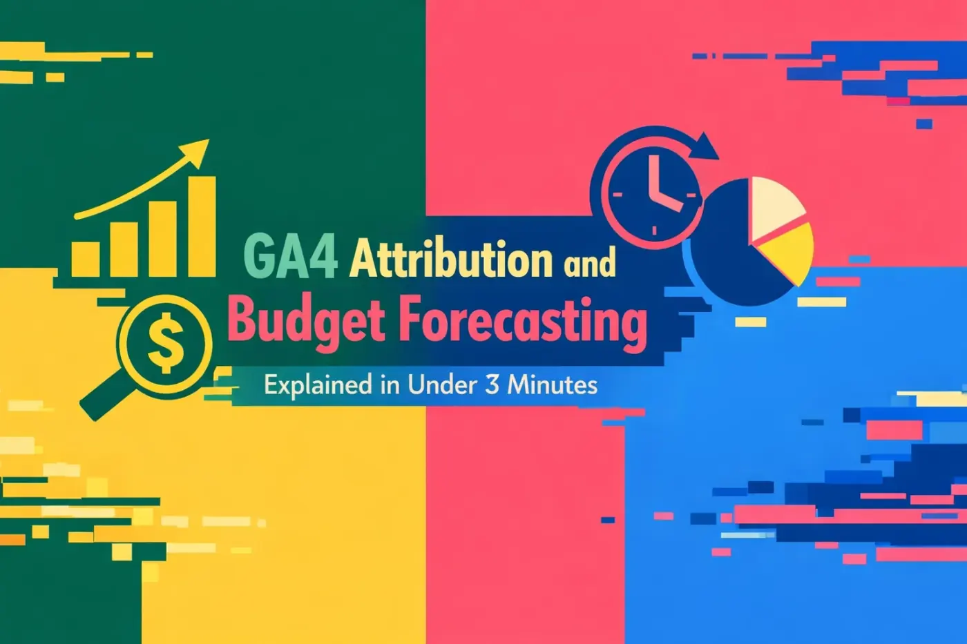 Abstract illustration representing GA4 attribution modeling and marketing budget forecasting
