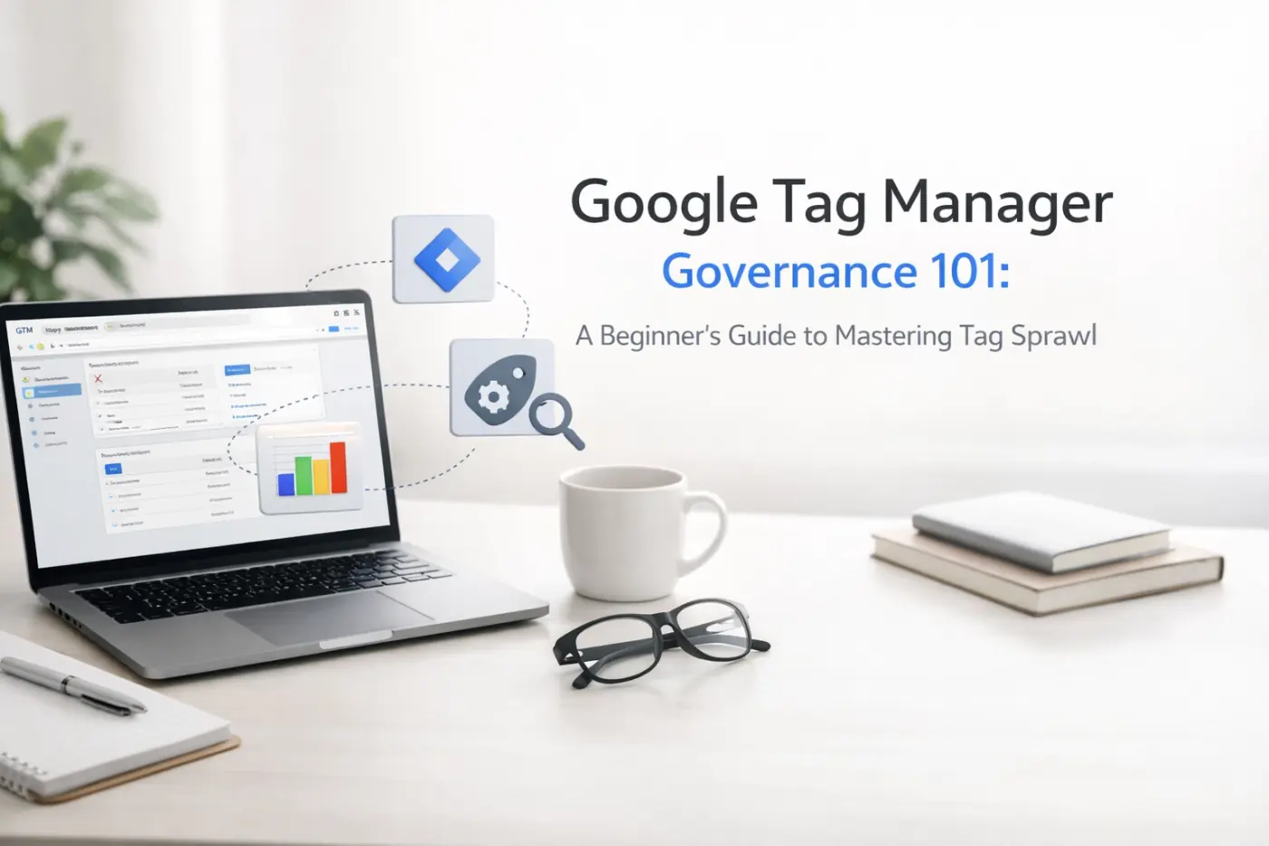 Abstract illustration representing beginner-friendly Google Tag Manager governance and mastering tag sprawl