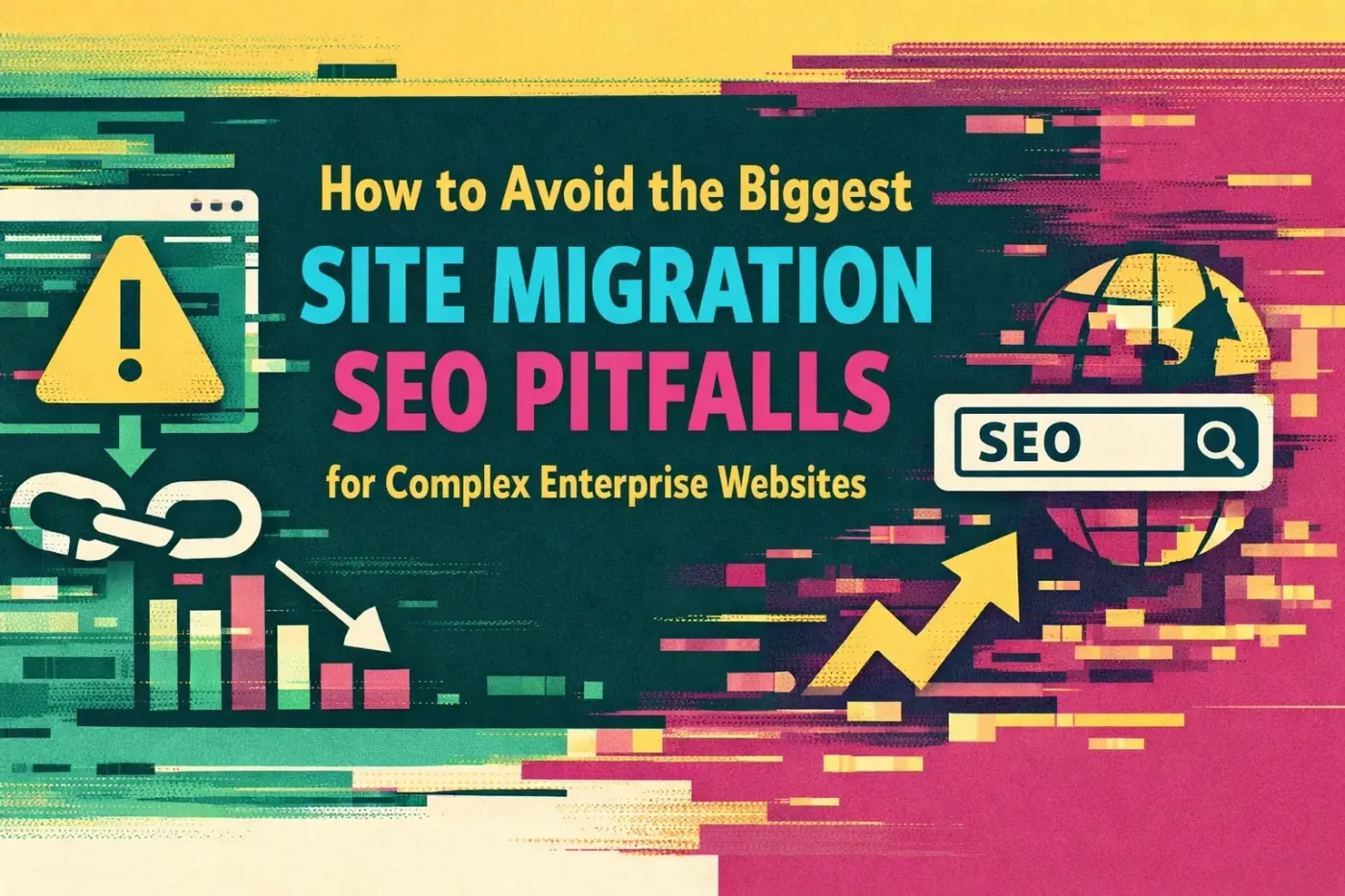 Abstract illustration representing site migration SEO pitfalls for complex enterprise websites