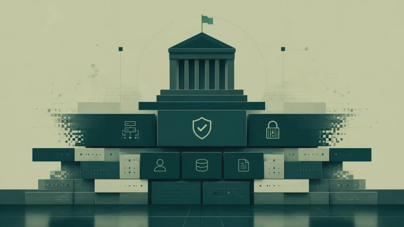 Abstract illustration representing federal OMB compliance requirements for government websites