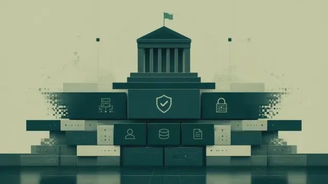 Abstract illustration representing federal OMB compliance requirements for government websites