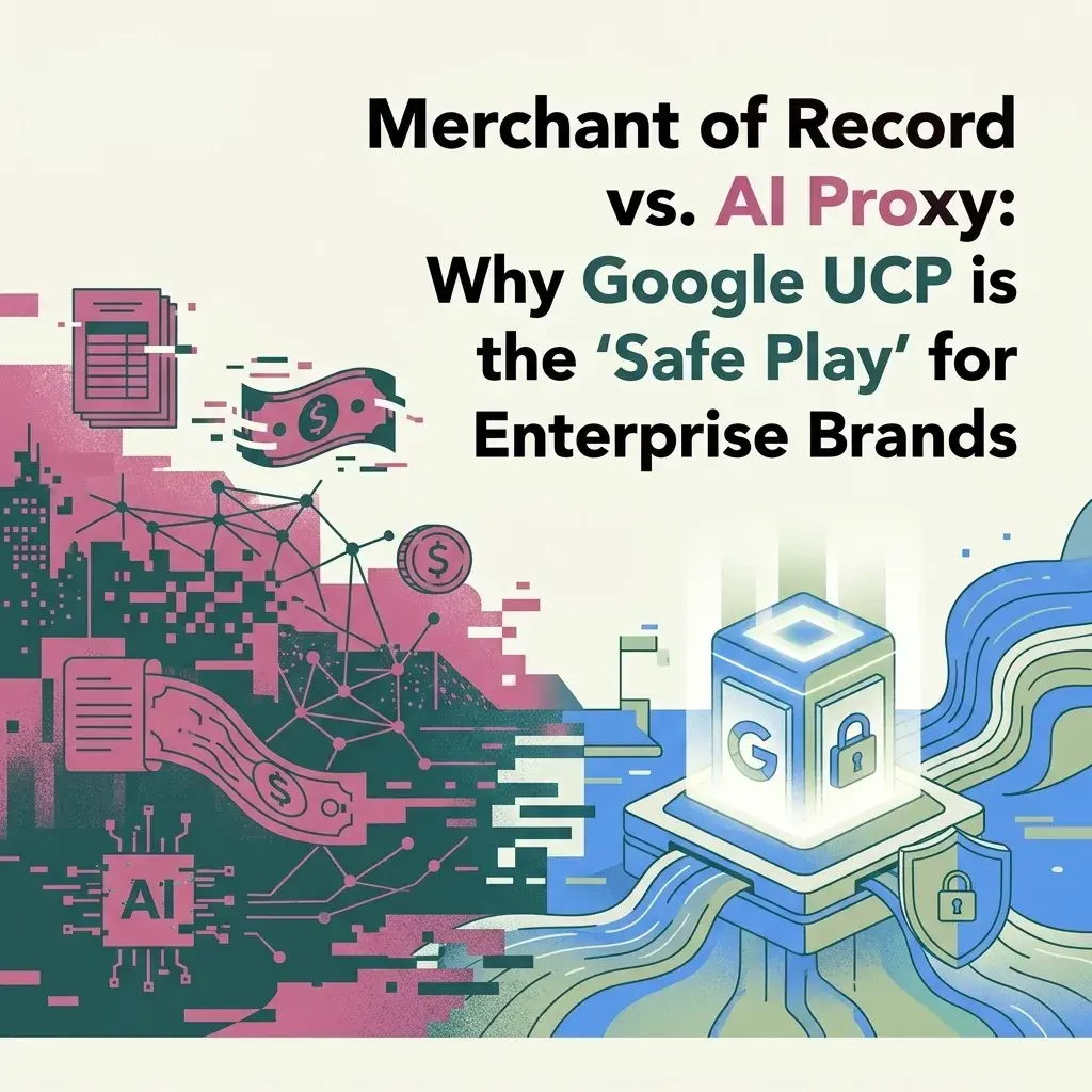 Abstract illustration representing merchant of record versus AI proxy commerce models