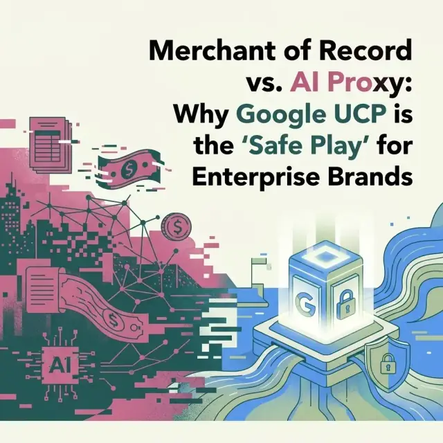 Abstract illustration representing merchant of record versus AI proxy commerce models