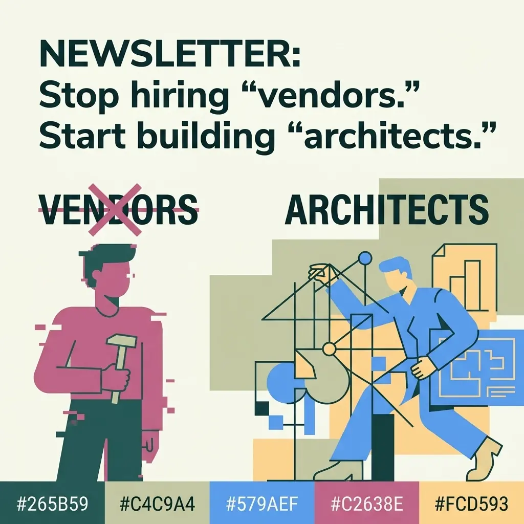 Abstract illustration representing building marketing data architects instead of hiring vendors