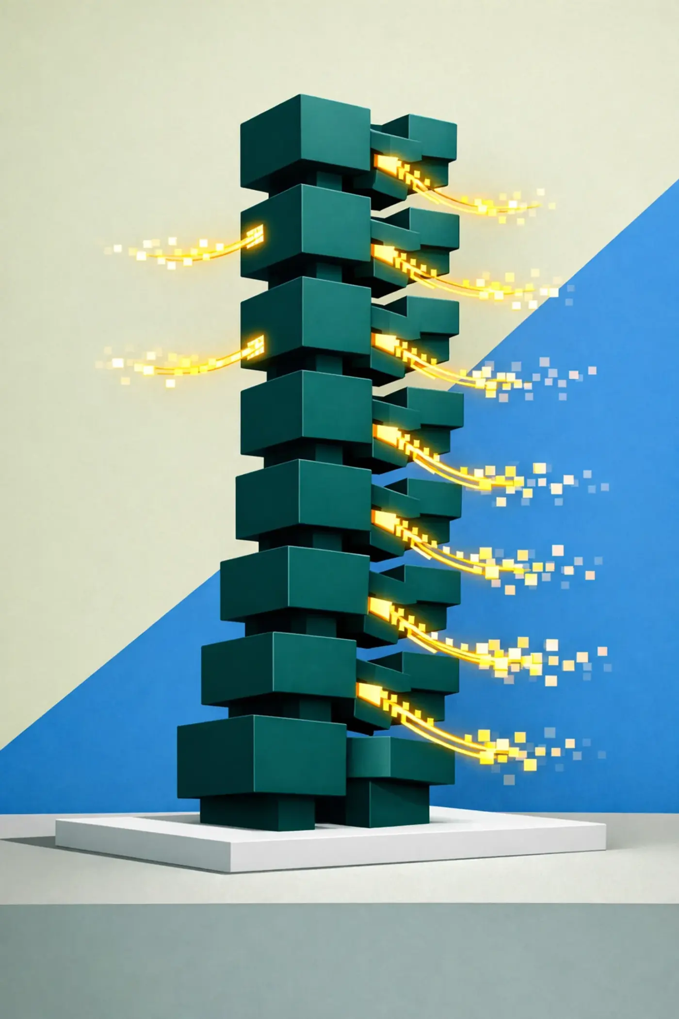 Geometric spine representing the technical backbone and data infrastructure needed for marketing maturity.