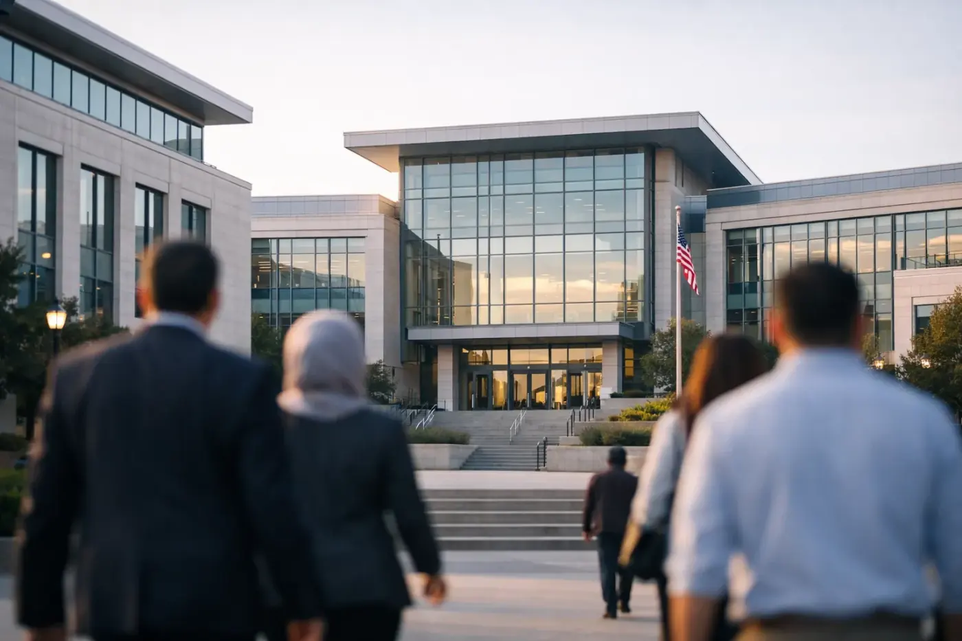 Government and higher education institution building with public access
