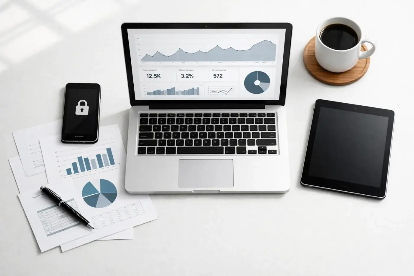 Analytics workspace showing organized data collection and compliance documentation