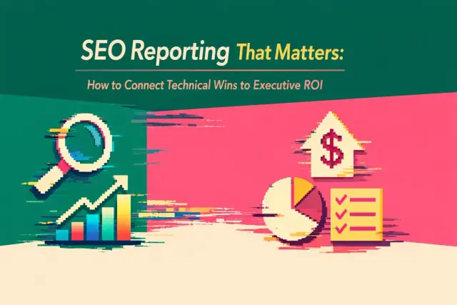 Abstract illustration representing connecting technical SEO wins to executive ROI reporting