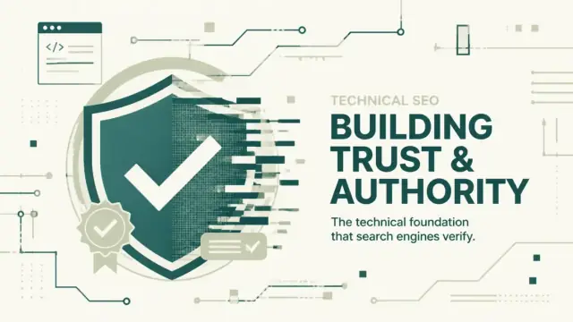Abstract illustration representing SynthID content credentials and data stewardship as an SEO trust signal