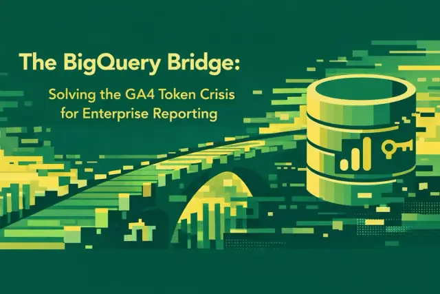 Abstract illustration representing bridging GA4 and BigQuery to solve an enterprise reporting token crisis