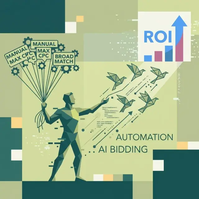Abstract illustration representing letting go of manual control in Google Ads for better ROI