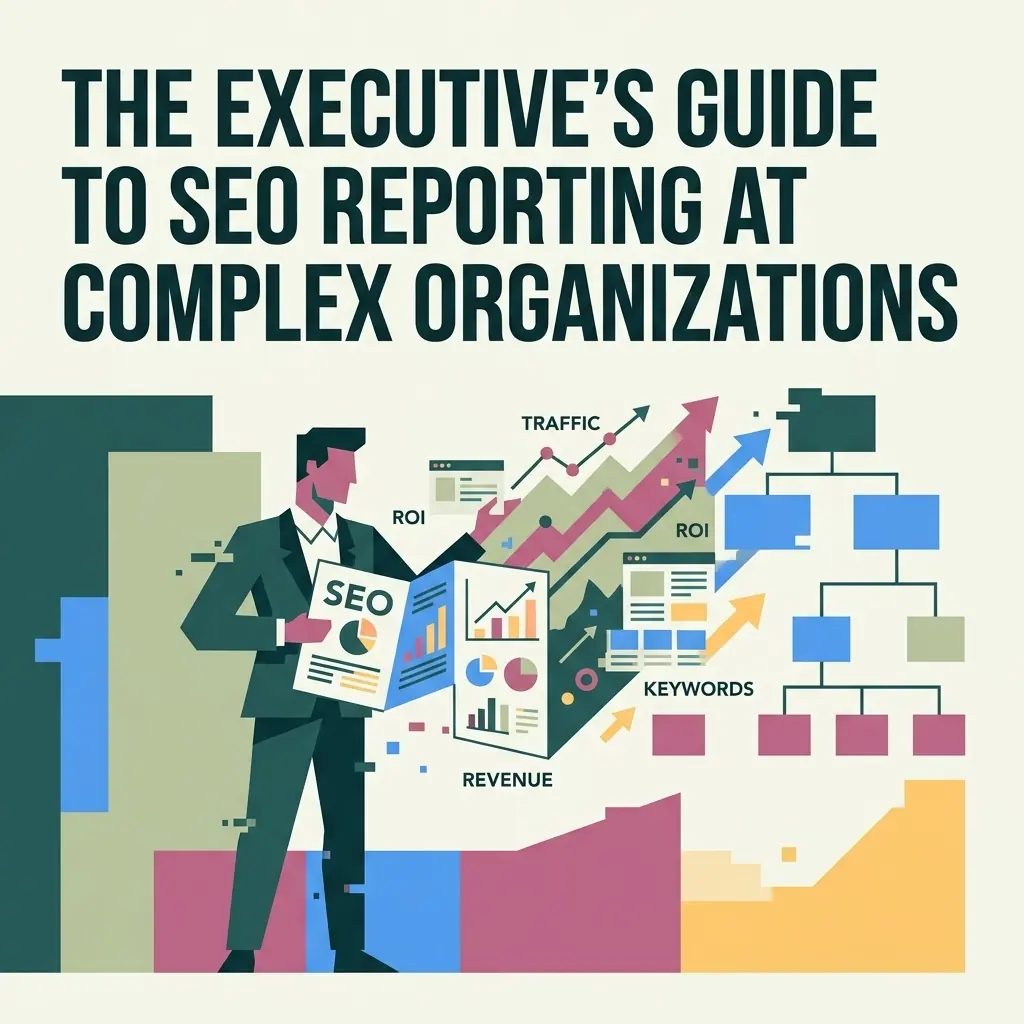 Abstract illustration representing SEO reporting for executives at complex organizations