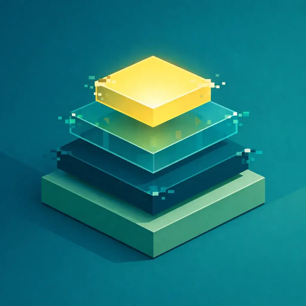 Stacked geometric blocks illustrating a solid technical SEO foundation for large-scale organizational data.