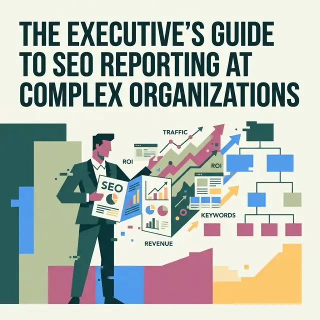 Abstract illustration representing SEO reporting for executives at complex organizations