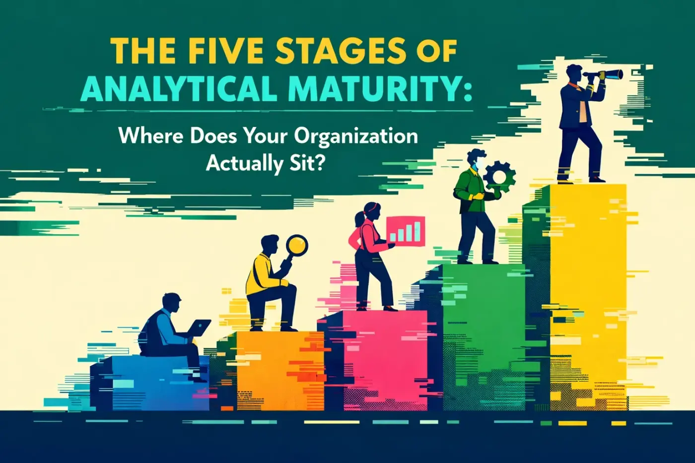 Abstract illustration representing the five stages of an organization's analytical maturity