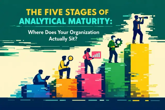 Abstract illustration representing the five stages of an organization's analytical maturity