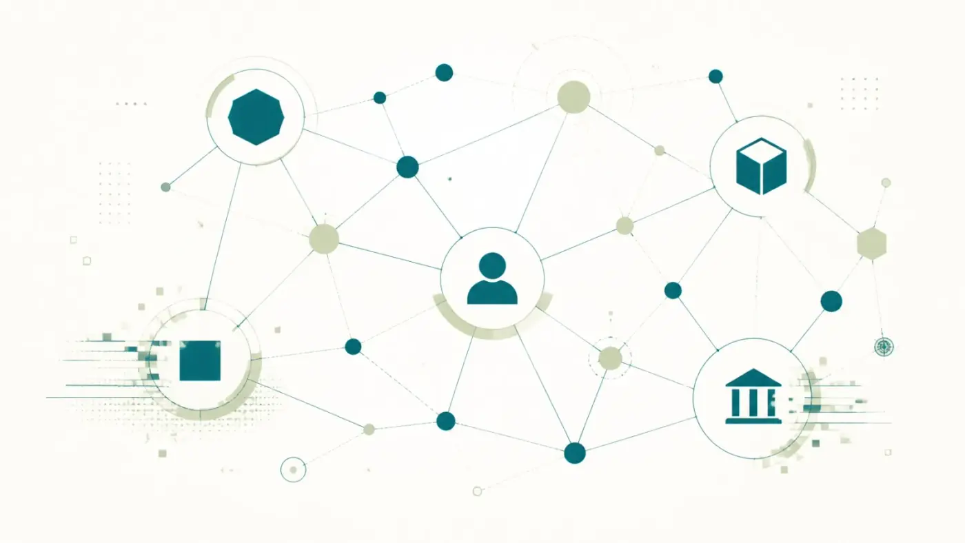 Abstract illustration representing entity-based SEO and knowledge graph connections