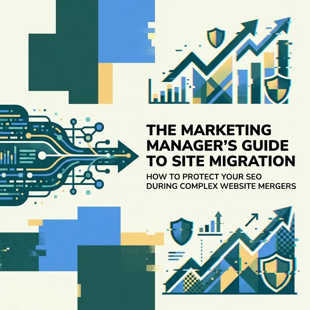 Abstract illustration representing protecting SEO through a complex website merger and migration