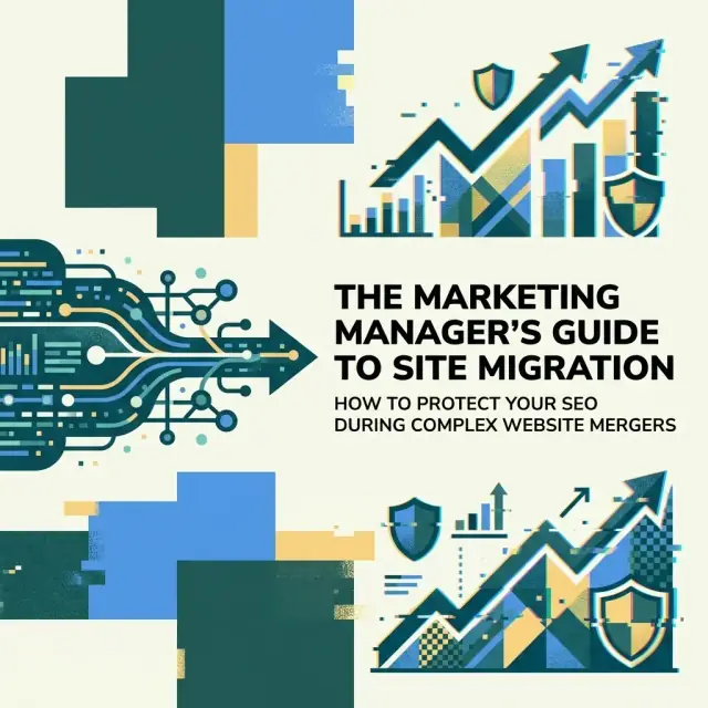 Abstract illustration representing protecting SEO through a complex website merger and migration