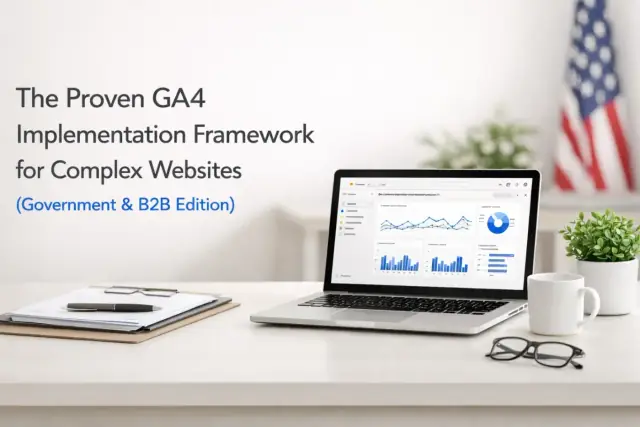 Abstract illustration representing a proven GA4 implementation framework for complex government and B2B websites