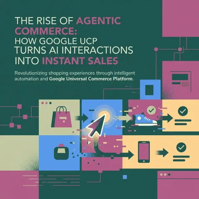 Abstract illustration representing agentic commerce and AI-driven instant purchasing