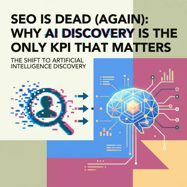 Abstract illustration representing Starbucks' pivot to ChatGPT ordering and AI discovery as a marketing KPI