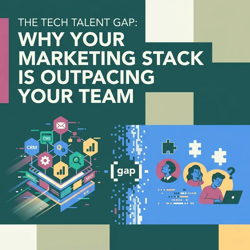 Abstract illustration representing a marketing team's tech talent gap outpacing its tool stack
