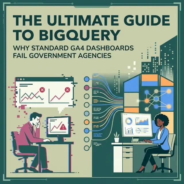 Abstract illustration representing why standard GA4 dashboards fail government agencies without BigQuery