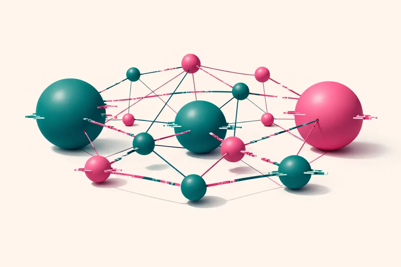 Interconnected data nodes representing a knowledge graph for entity-based SEO and structured data.