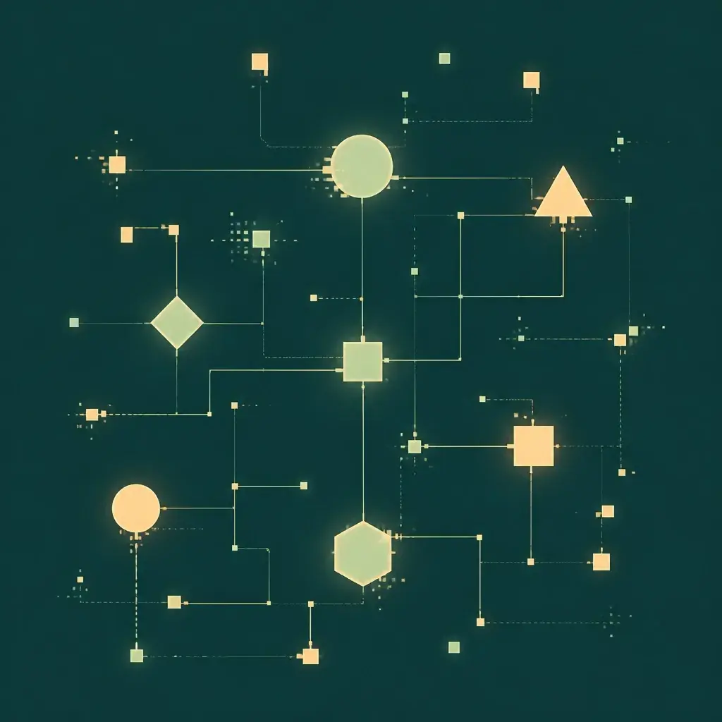 Abstract visualization of structured data nodes and schema markup connections, representing the technical foundation of SEO.