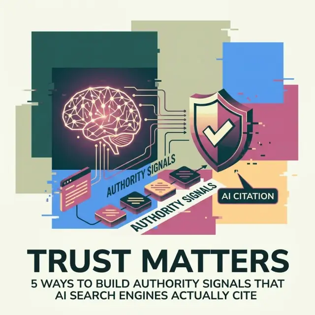 Abstract illustration representing authority signals that AI search engines actually cite