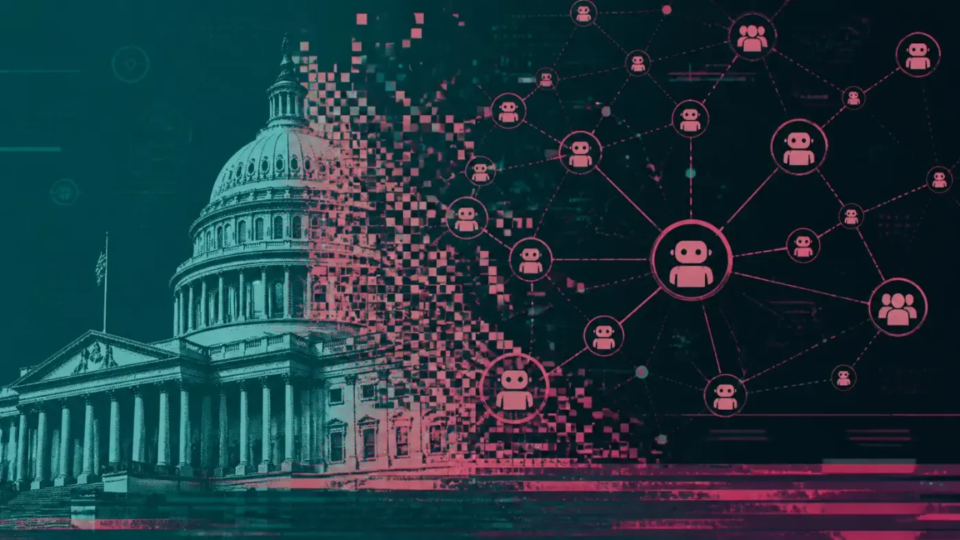 Abstract illustration representing WebMCP and browser-based AI agents for government agency websites