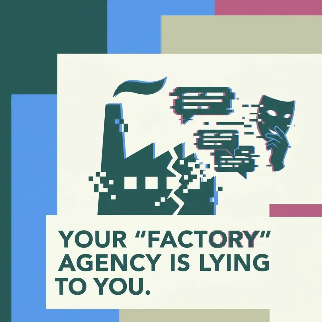 Abstract illustration representing a one-size-fits-all "factory" marketing agency model